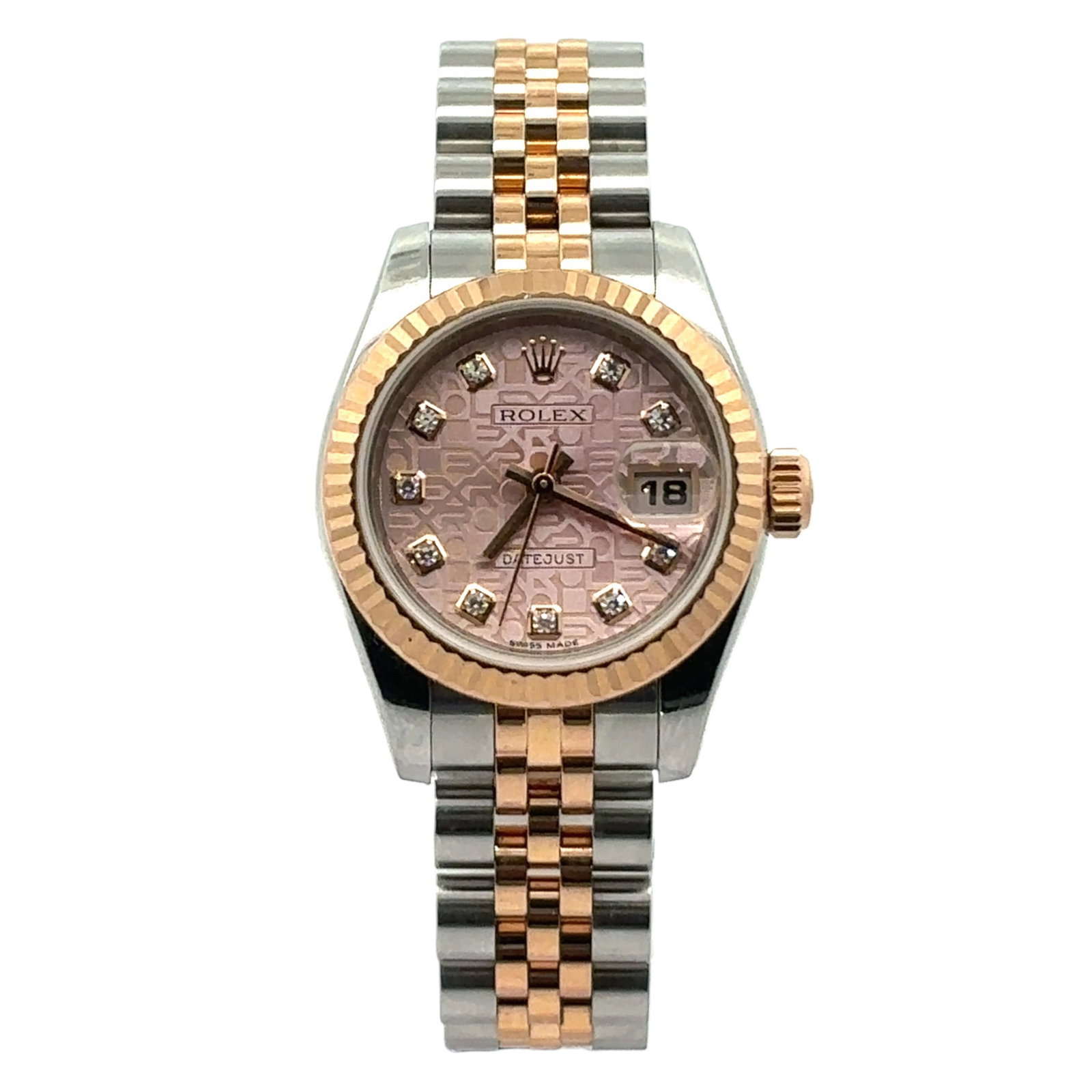 Rolex Datejust 26 179171 Steel & Rose Gold Black Diamond Dial: The Rolex Datejust, Reference 179171, exemplifies horological elegance and refined luxury. Presented in a harmonious blend of stainless steel and rose gold, this reference is defined by its striking B