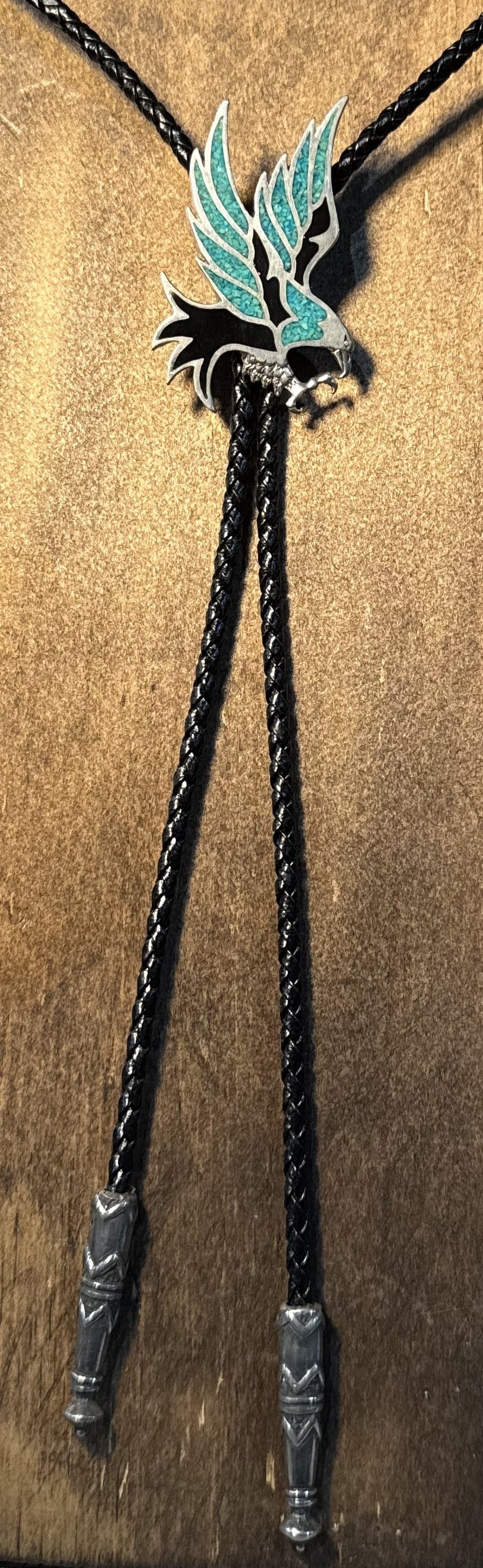 Vintage Turquoise Eagle Bolo Tie: Turquoise