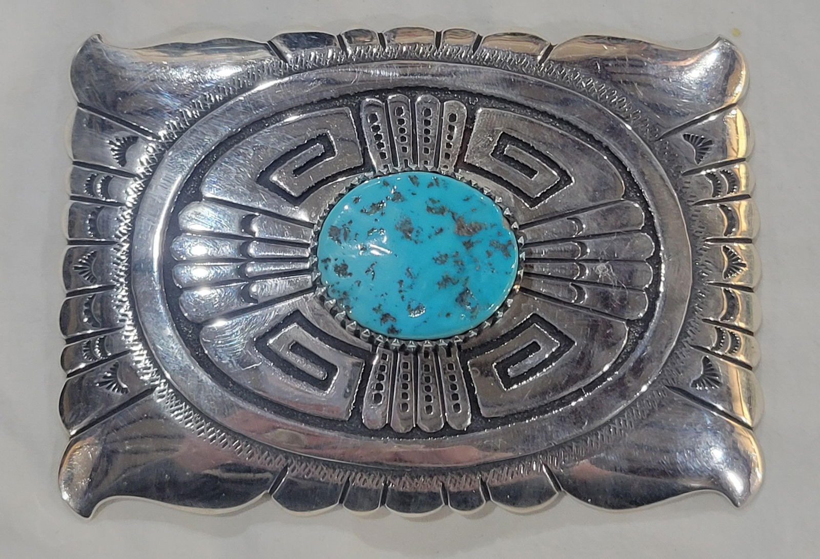 Vintage Navajo Sterling Silverand Turquoise Belt Buckle (1 of 3)