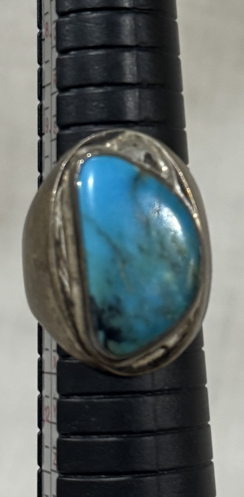 Native American Sterling Silver Ring with Kingman Turquoise Stone (1 of 4)