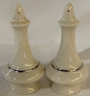 Vintage Porcelain Salt & Pepper Shakers Gold Trim Set (1 of 1)