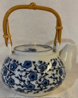 Vintage Japanese Tea Set Teapot & Cups Blue Floral (1 of 2)
