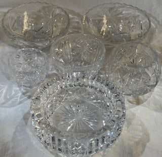 Vintage Crystal Dish Lot Candy Bowls + Ashtray (1 of 1)
