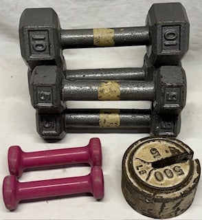 Cast Iron Dumbbells & Weights Lot (1 of 1)