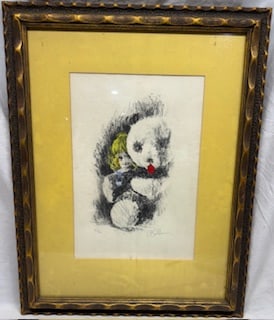 Milton Goldman Young Girl with Panda Signed Lithograph Framed (1 of 1)