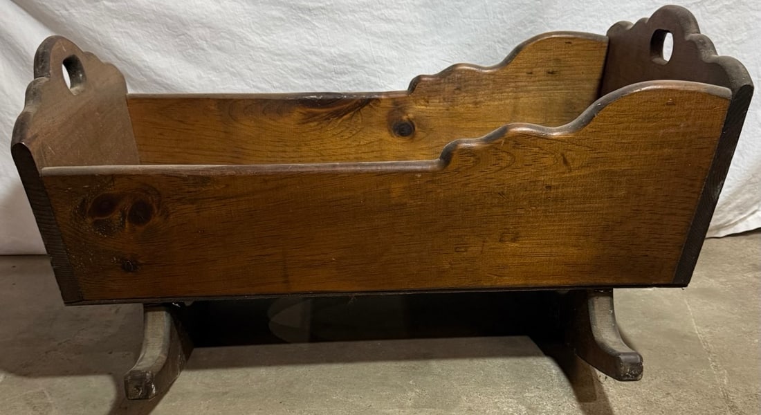 Vintage Wooden Baby Cradle on Rockers (1 of 1)