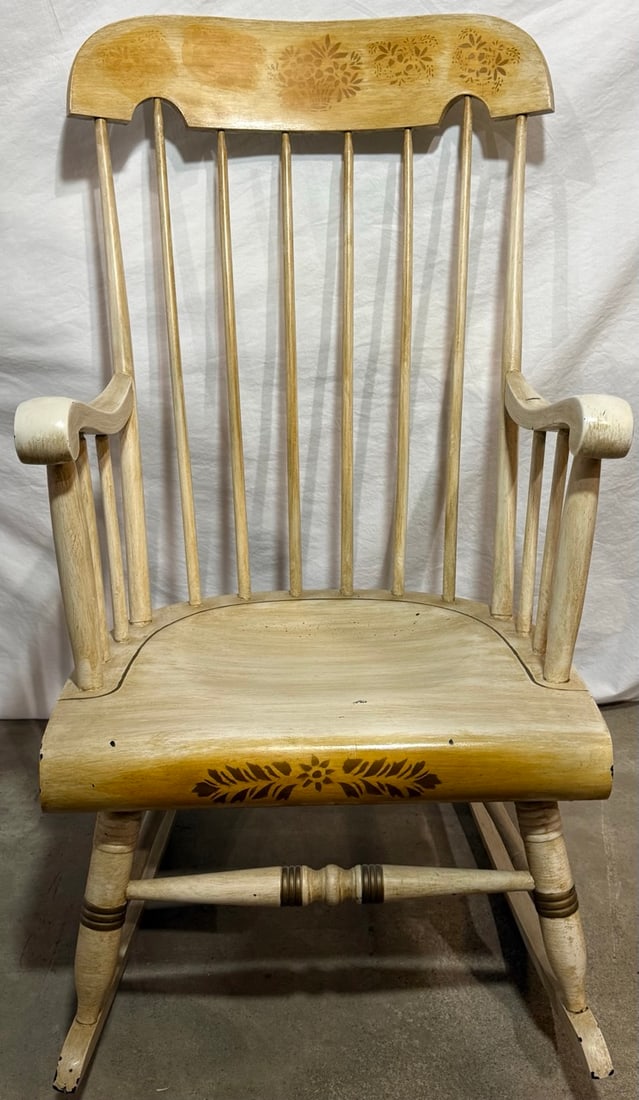 Vintage Wooden Rocking Chair with Stenciled Detail (1 of 1)