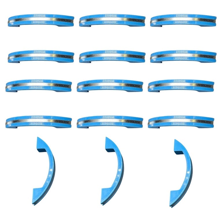 Art Deco Ocean Blue Bakelite Drawer Pulls w/ Chrome Strip, Set of 15: Set of 15 Ocean Blue Bakelite drawer/door pull knobs, each with a chrome strip down the center. Complete your period kitchen cabinetry with this classic Art Deco-era piece with a striking blue color c