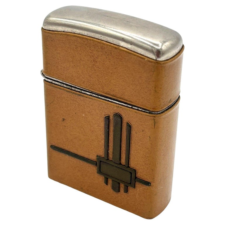 Rare Leather Bound Art Deco Windproof Flip Pocket Lighter by Champ Austria (1 of 11)