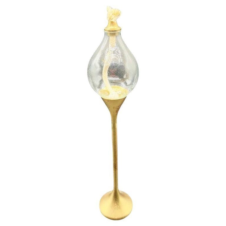 Post Modern German Brass "Clear Drops" Oil Lamp Candlestick by Freddie Andersen (1 of 6)