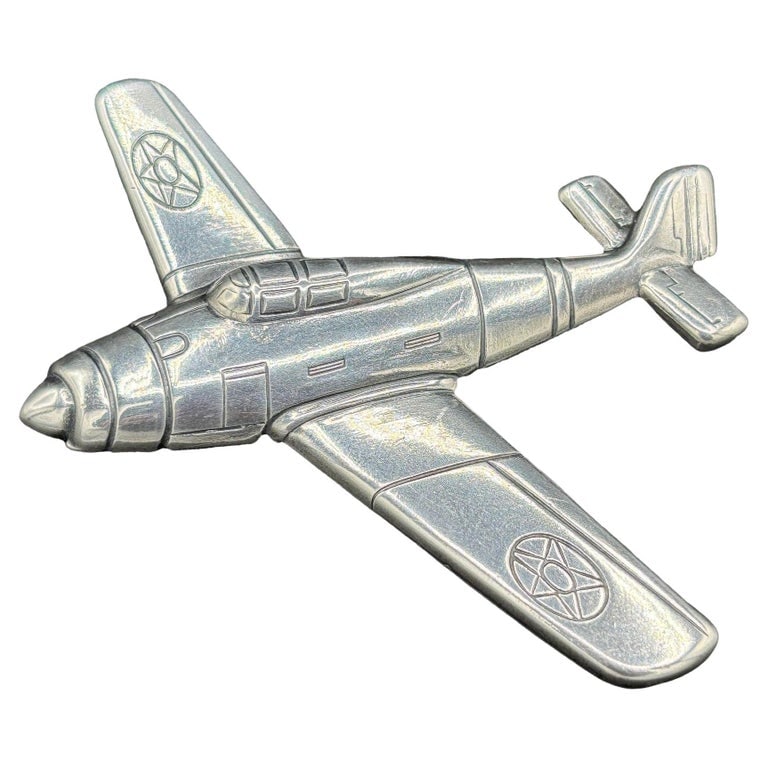 WWII Sweetheart P-47 Thunderbolt Fighter Airplane Brooch Silver Tone (1 of 4)