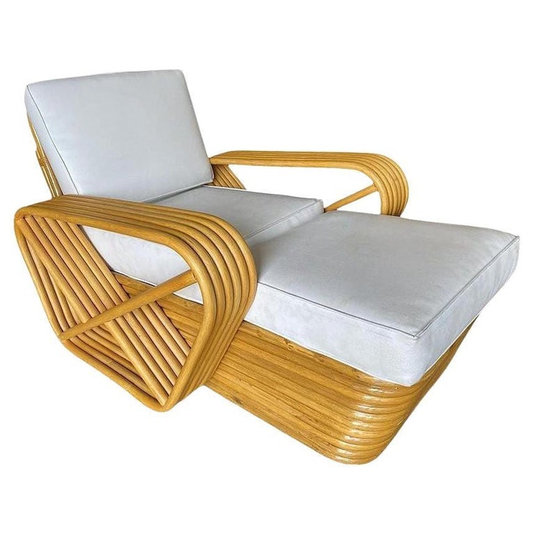 Restored Six-Strand Square Pretzel Rattan Chaise Lounge Chair, 2 Available (1 of 10)