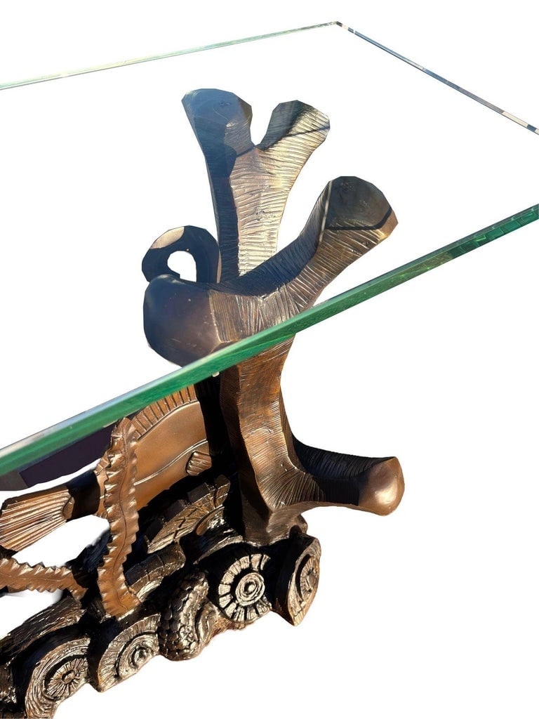 Aquatic Marcel Bouraine "Turbot" Bronze Art Deco Console Table by Phyllis Morris - 6