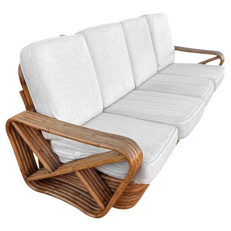Restored Paul Frankl Inspired 5-Strand Square Pretzel4-Seat Sectional Rattn Sofa (1 of 5)