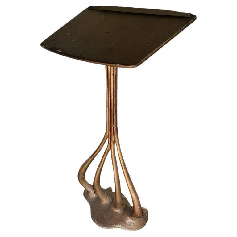 French Art Nouveau Cast Aluminum Music Book Stand in Gaudi Style, 2 Available (1 of 5)