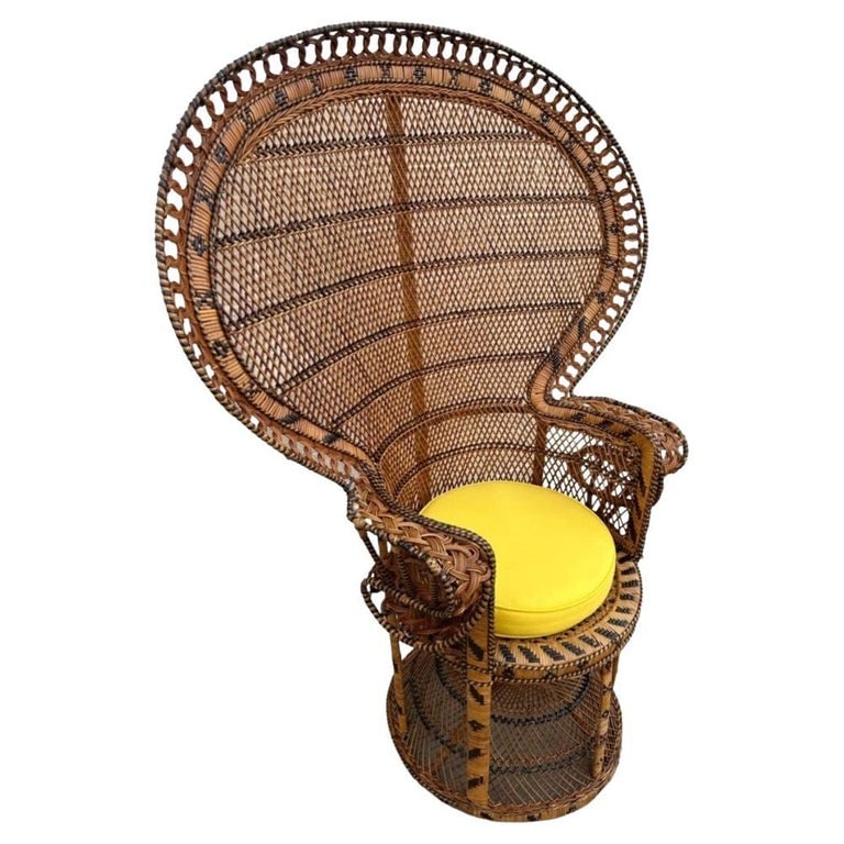 Restored Large Nude Natural Woven Wicker "Cobra" Lounge Throne Chair (1 of 13)