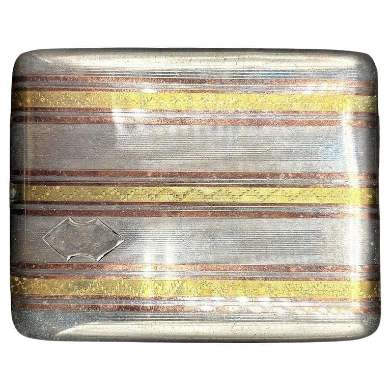 Sterling Silver Art Deco Cigarette Case w/ 18k Gold Inlay by Marathon (1 of 11)