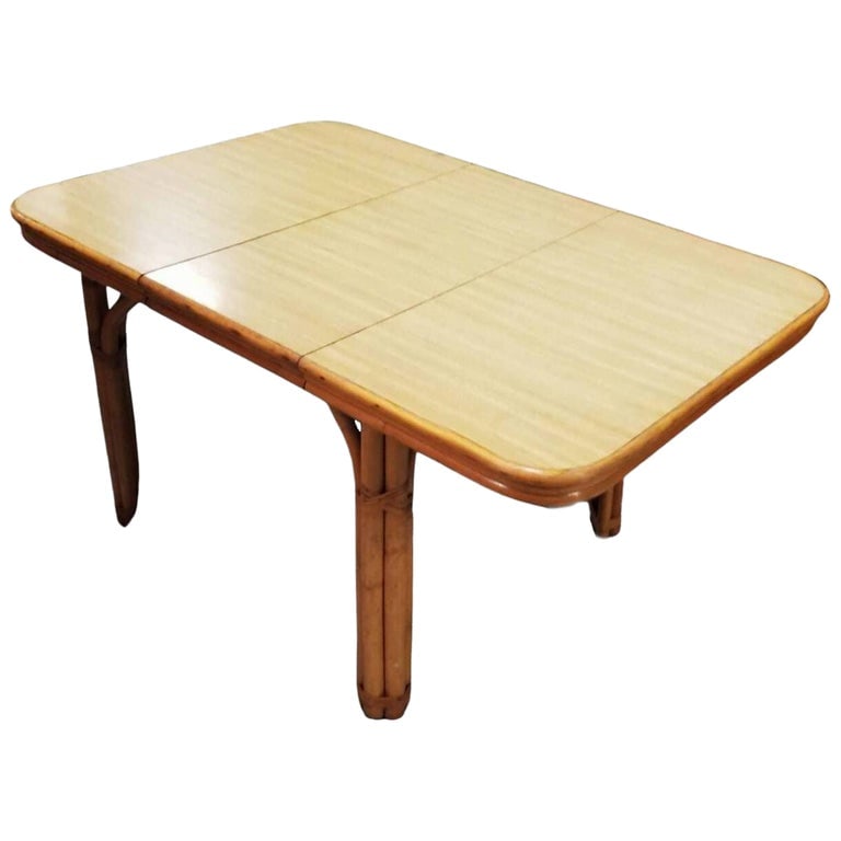 Restored 4-Strand Legs Rattan Dining Table w/ Formica Top (1 of 6)