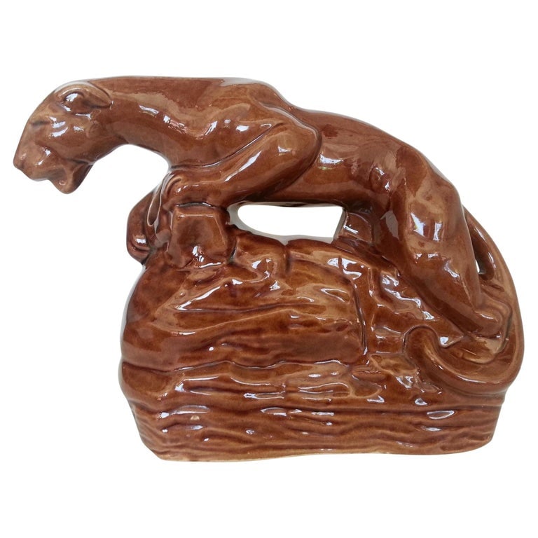 Mid-Century Crouching Puma Panther TV Lamp: TV Lamps are a particularly iconic type of vintage home decor. Manufactured primarily in the 1950s and early 1960s, these little lamps were designed to sit on top of the television and shine against t