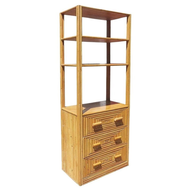 Restored Rattan & Mahogany Display Curio Cabinet Etagere (1 of 9)