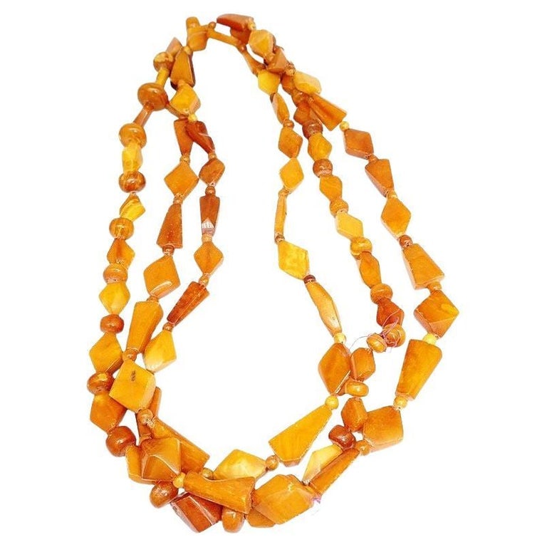 1970s Two-Strand Amber Colored Catalin Beaded Necklace (1 of 5)