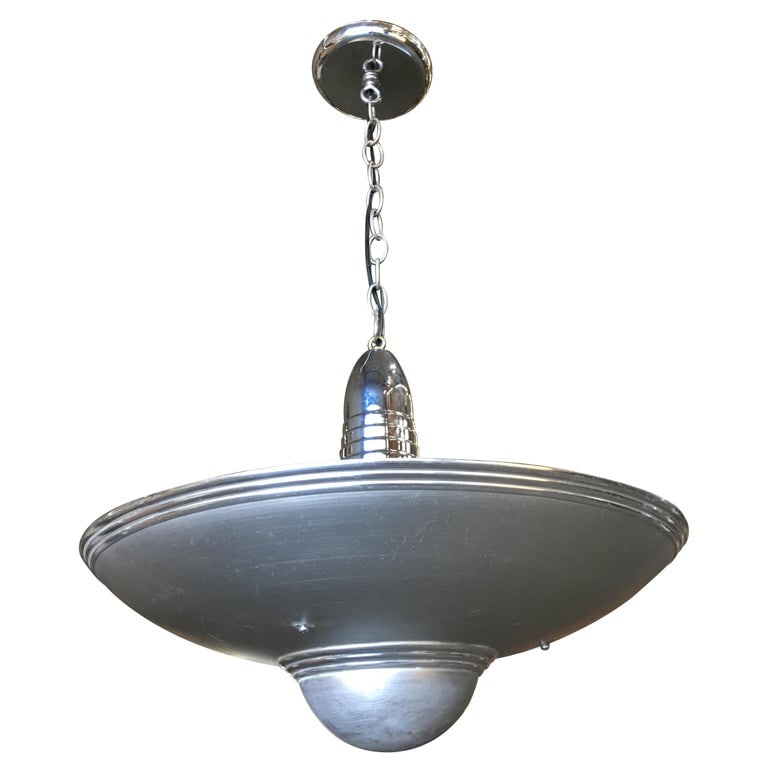Aluminum Art Deco Saucer Ceiling Pendant Lamp (1 of 6)