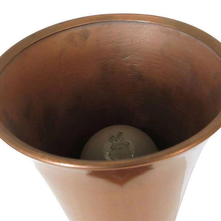 Early Mid-century Copper Stacked Base Torchiere Table Lamp - 6