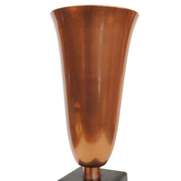 Early Mid-century Copper Stacked Base Torchiere Table Lamp - 7