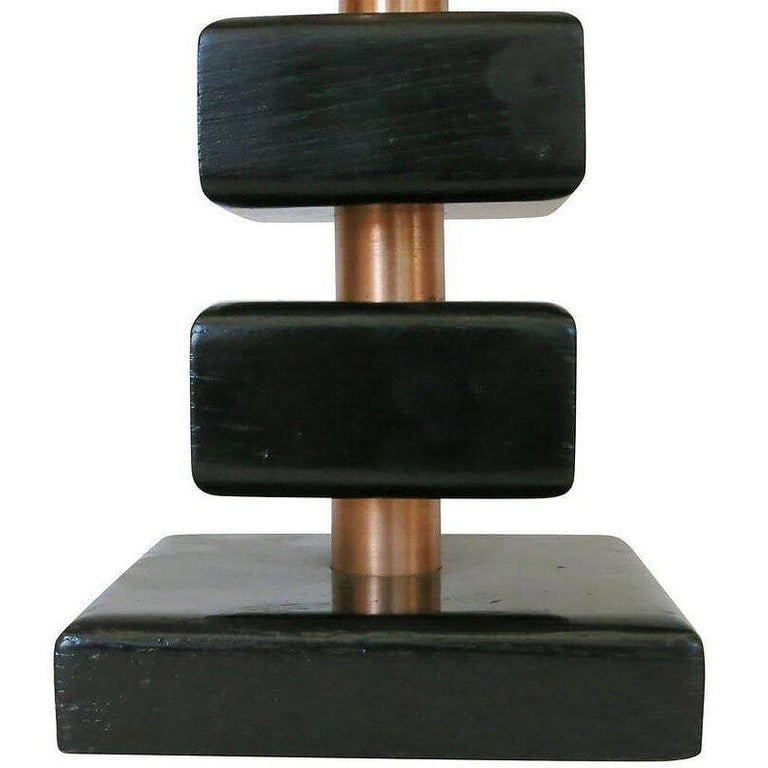 Early Mid-century Copper Stacked Base Torchiere Table Lamp - 8