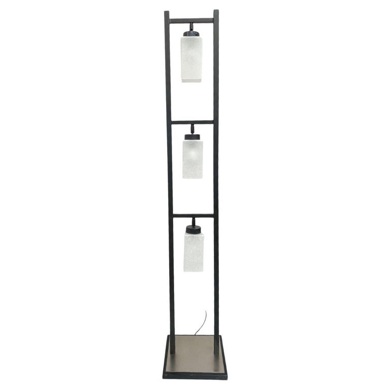 Asian Inspired Modernist Floor Lamp with Chrome Base (1 of 5)