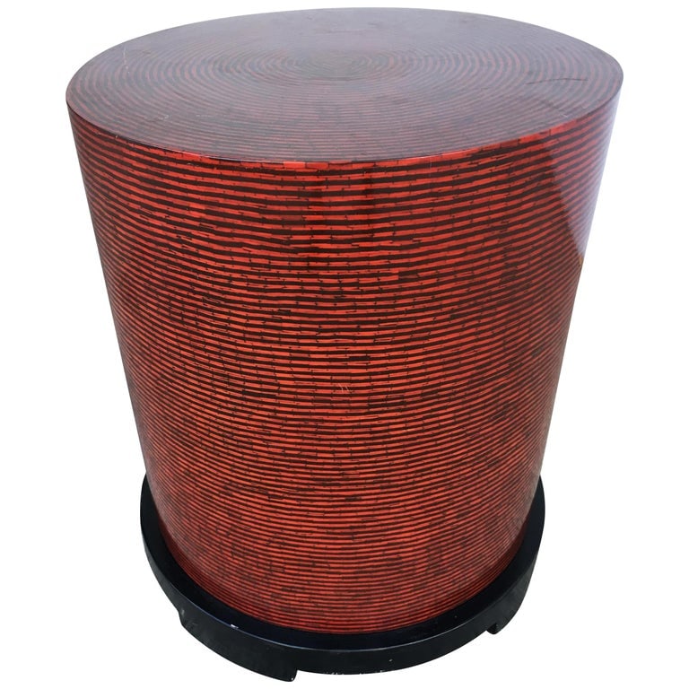 Two-Tone Cubist Style Round Side Table (1 of 8)