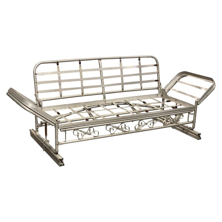 Mid-century Aluminum Patio/Outdoor Sofa Lounge/Daybed w/ Scrolling Base (1 of 10)