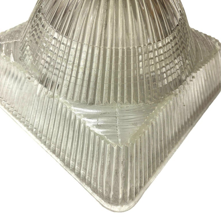 Stepped Holophane Square Pendant Chrome Ceiling Light - 4