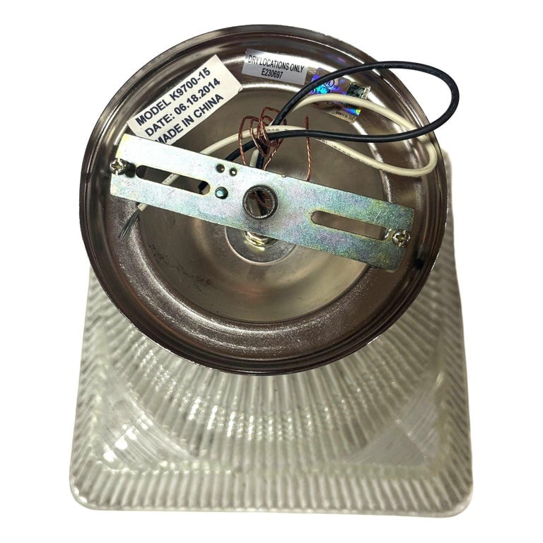 Stepped Holophane Square Pendant Chrome Ceiling Light - 8