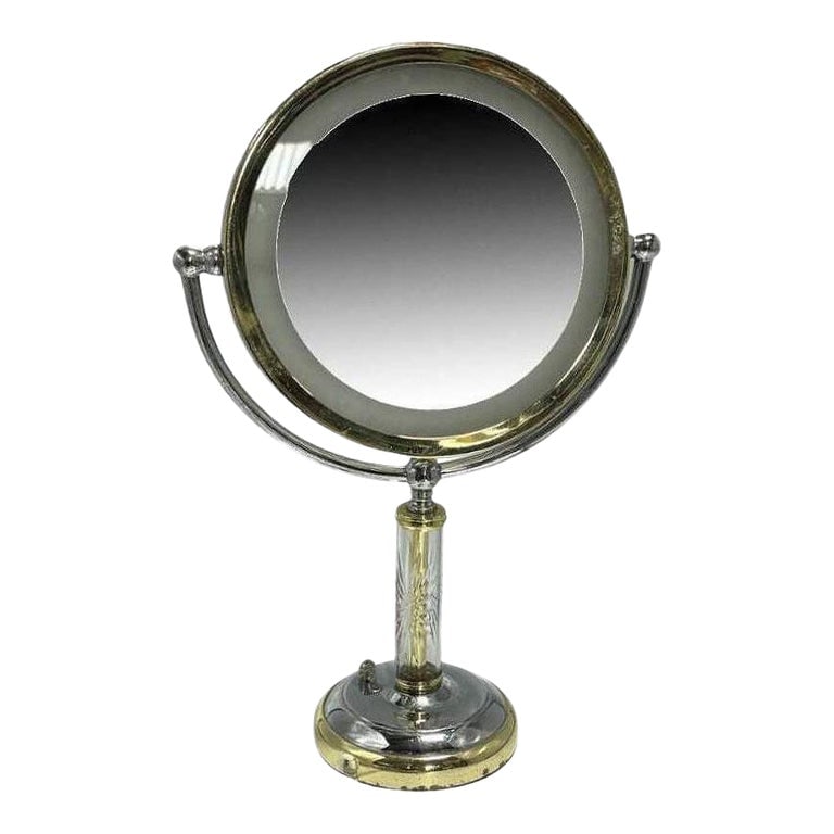 High Style Brass & Chrome Florescence Magnifying Vanity/Jewelry Mirror (1 of 9)