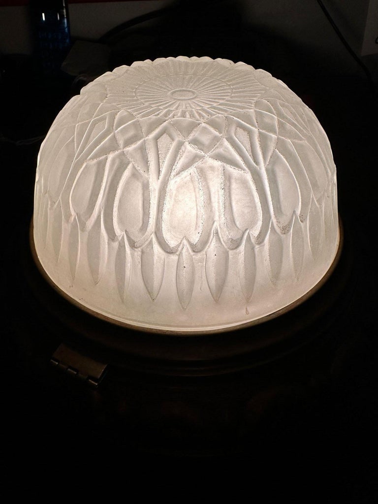 1940s Solid Bronze Dome Ceiling or Wall Light Fixture - 6