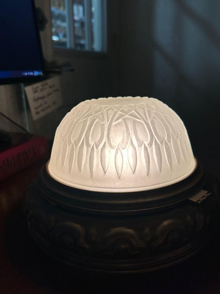 1940s Solid Bronze Dome Ceiling or Wall Light Fixture - 7