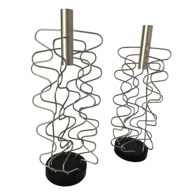 Custom Made Wire Art Candlestick Holder, Pair - 2