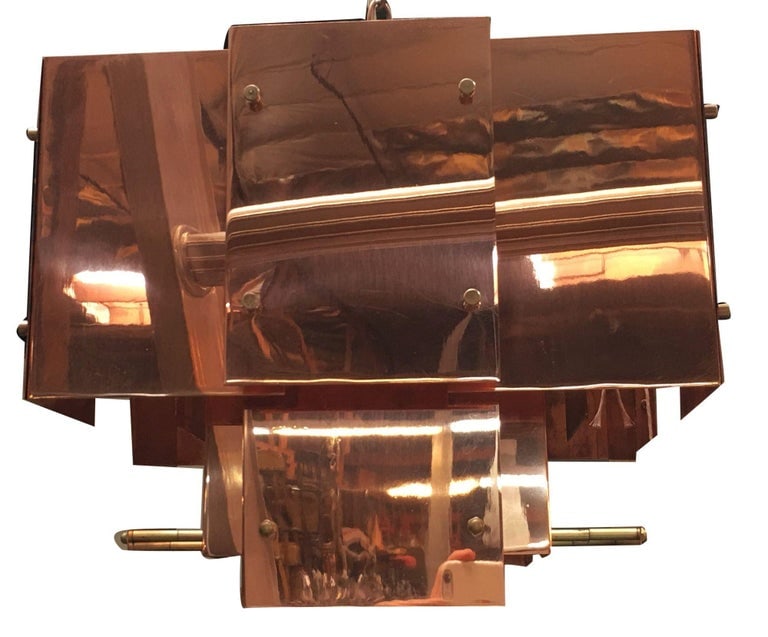 Robert Sonneman Designed Floating Panel "Cityscape" Brutalist Chandelier - 3