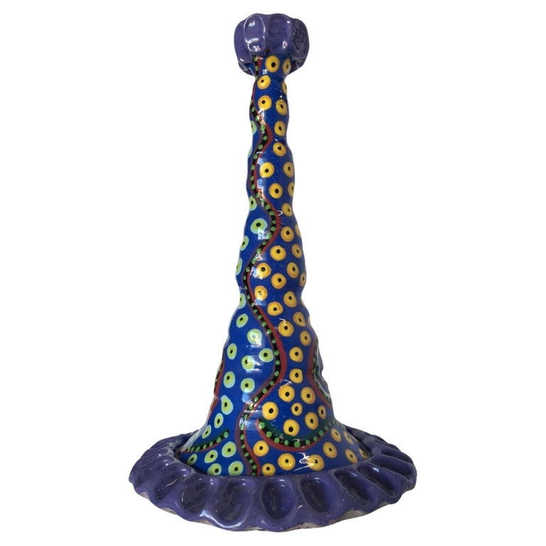 California Art Pottery Candlestick holder by Lynda Feman Circa 1999: California Art Pottery Candlestick holder by Lynda Feman Circa 1999