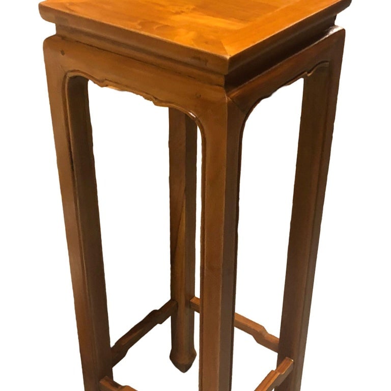 Ming Style Carved Oak Rectangular Incense Plant Stand - 3