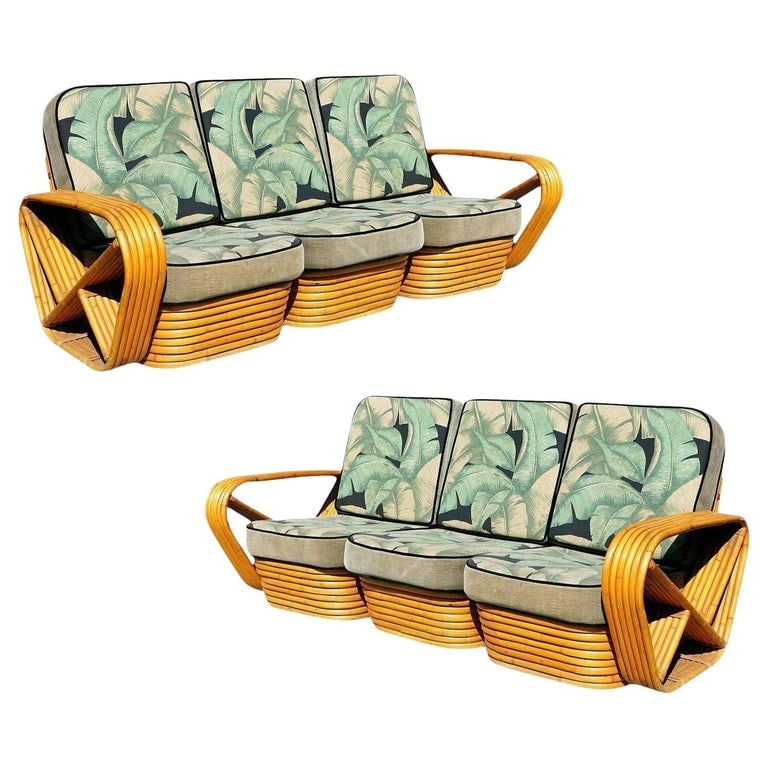 Restored Style Six-Strand Square Pretzel 3-Seat Sofa, Pair (1 of 8)