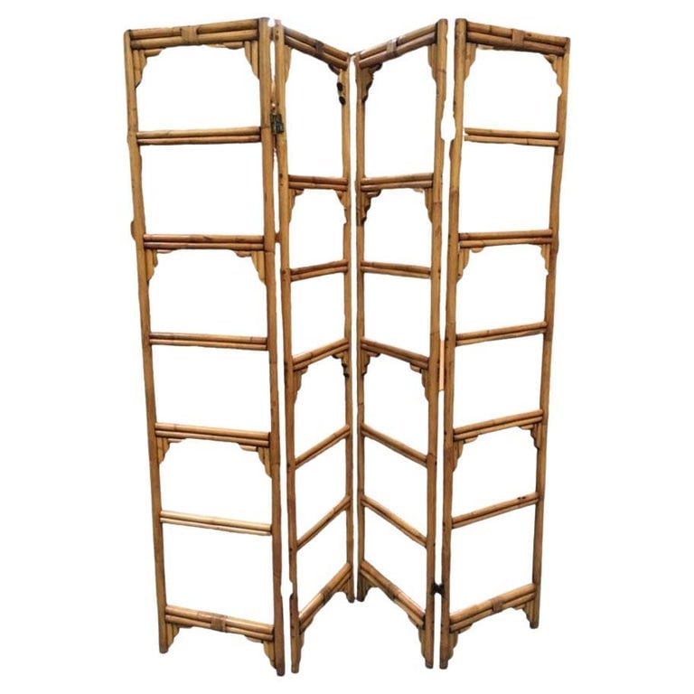 Rattan Room Divider Folding Screen Four Panels (1 of 7)