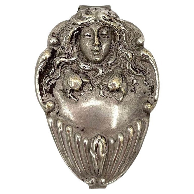 Sterling Silver Art Nouveau Female Portrait Chatelaine Belt Clip (1 of 6)