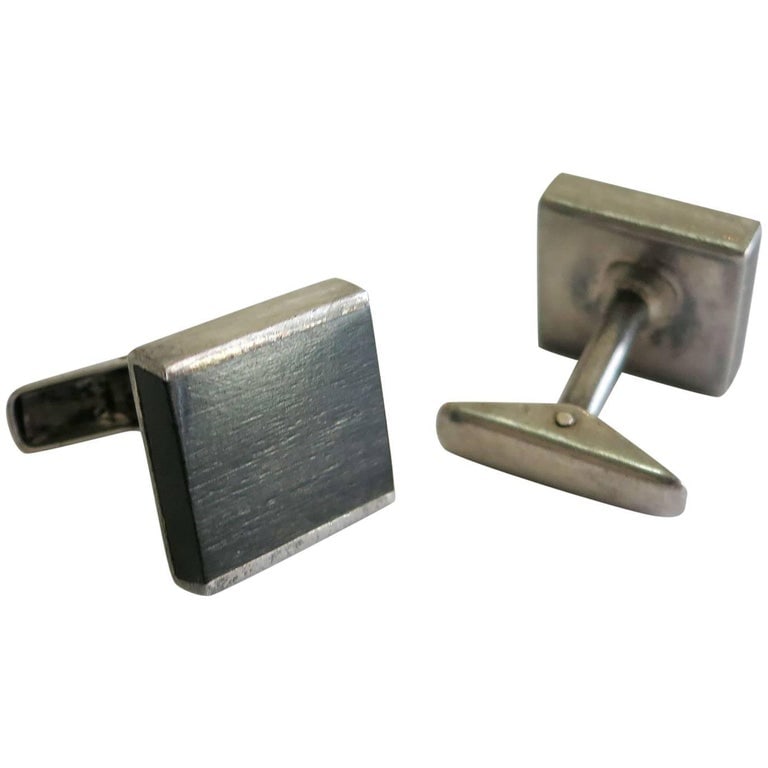 Allan Adler Sterling and Ebony Modernist Cufflinks, circa 1963 (1 of 6)