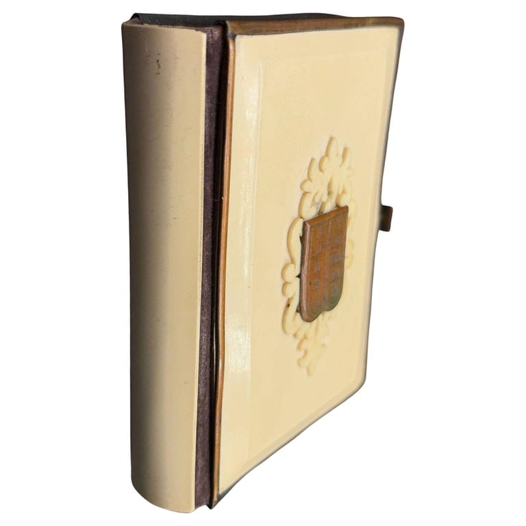 Victorian Daily Prayer Book in Hebrew "Tephilath of Israel" w/ Carved Bone Cover: Antique prayer book in Hebrew ("Tephilath Israel" meaning "Prayer of Israel") published in Vienna in 1894 by Jos. Schlesinger. The book is made with a binding of celluloid over cloth, with bone and me