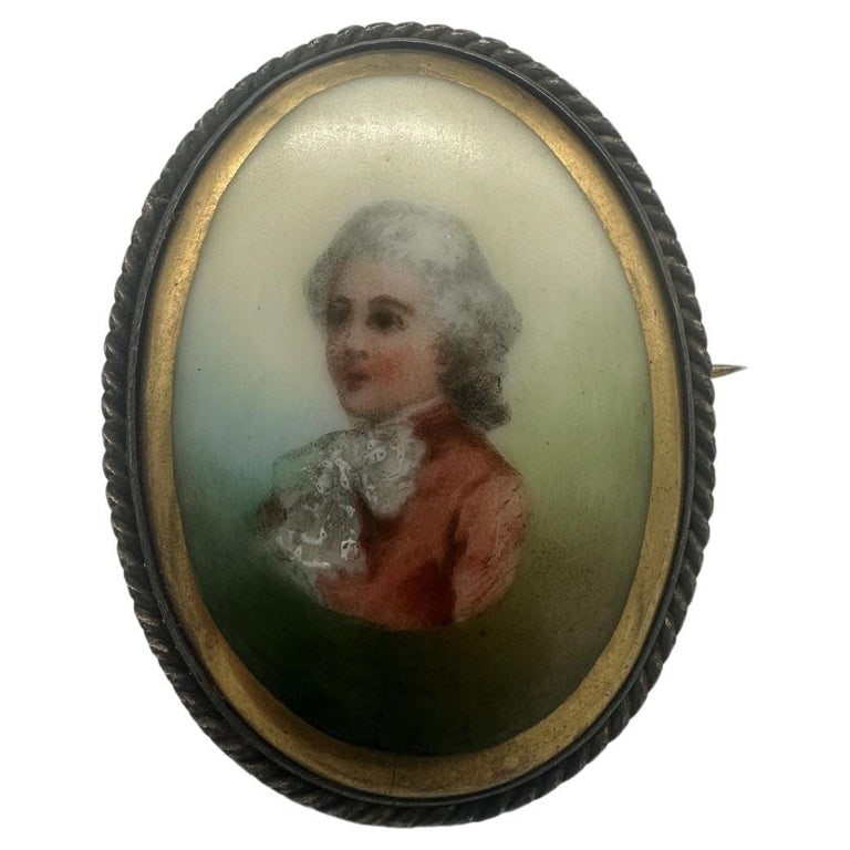 1960's Hand Painted Porcelain Miniature Portrait Brooch (1 of 4)