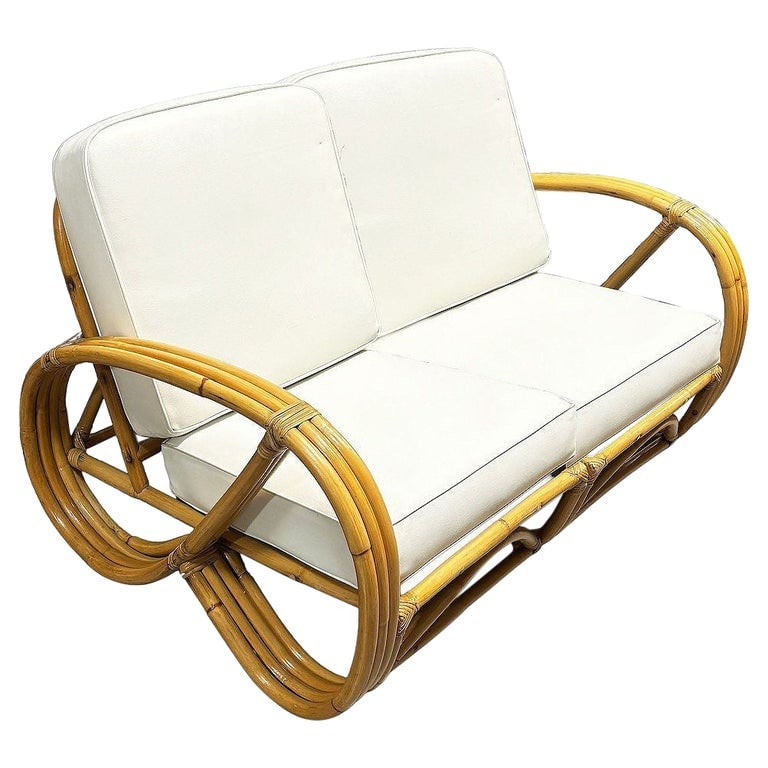 Restored Mid-century Rattan 3-Strand 3/4 Reverse Pretzel Sectional Settee Sofa (1 of 6)