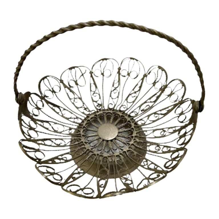 Russian Woven Brass Fruit Moskva Basket Bowl: Exquisitely crafted, this intricate brass basket showcases the ornate charm of the Russian craftsmanship. Perfect for displaying delicate trinkets or as a statement piece in your home dÃ©cor