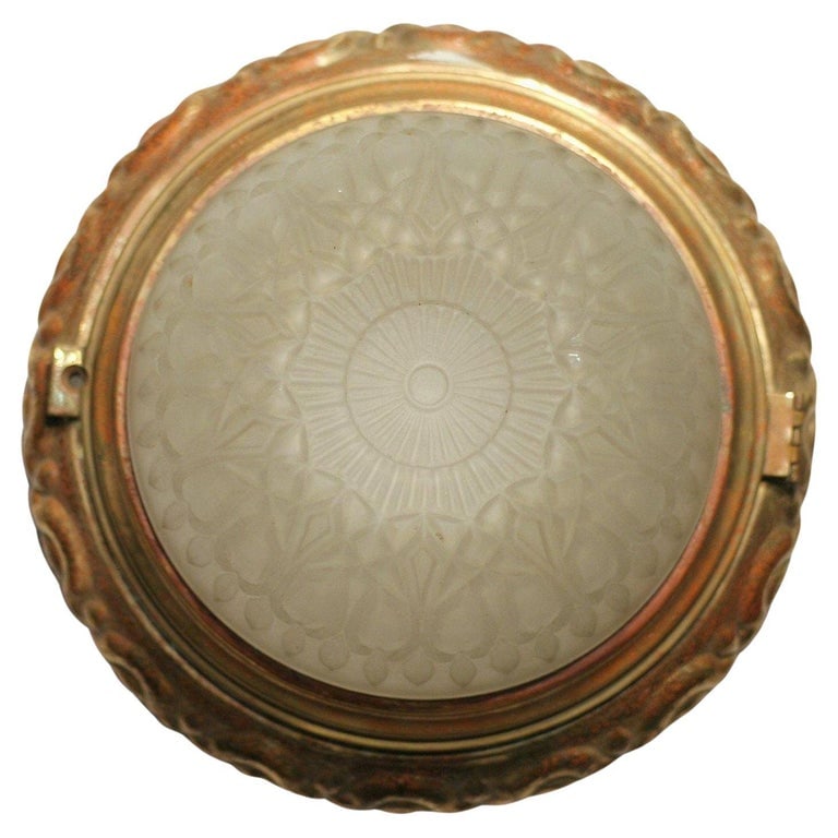 1940s Solid Bronze Dome Ceiling or Wall Light Fixture Pair (1 of 7)